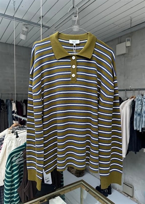 Adanne stripe polo Bluse Olive/Blue Boii Studios